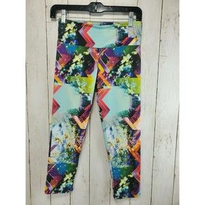 ONZIE Yoga leggings Size XS Light Blue Multi-Color Floral/Geometric Full Length